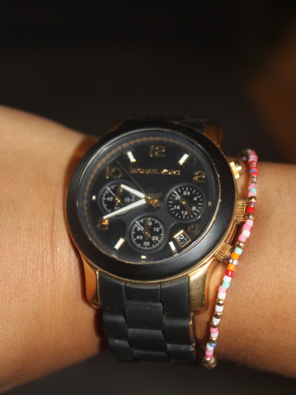 Michael Kors MK5191 Runway Black & Gold Chronograph Watch - Fits 5.5" Wrist